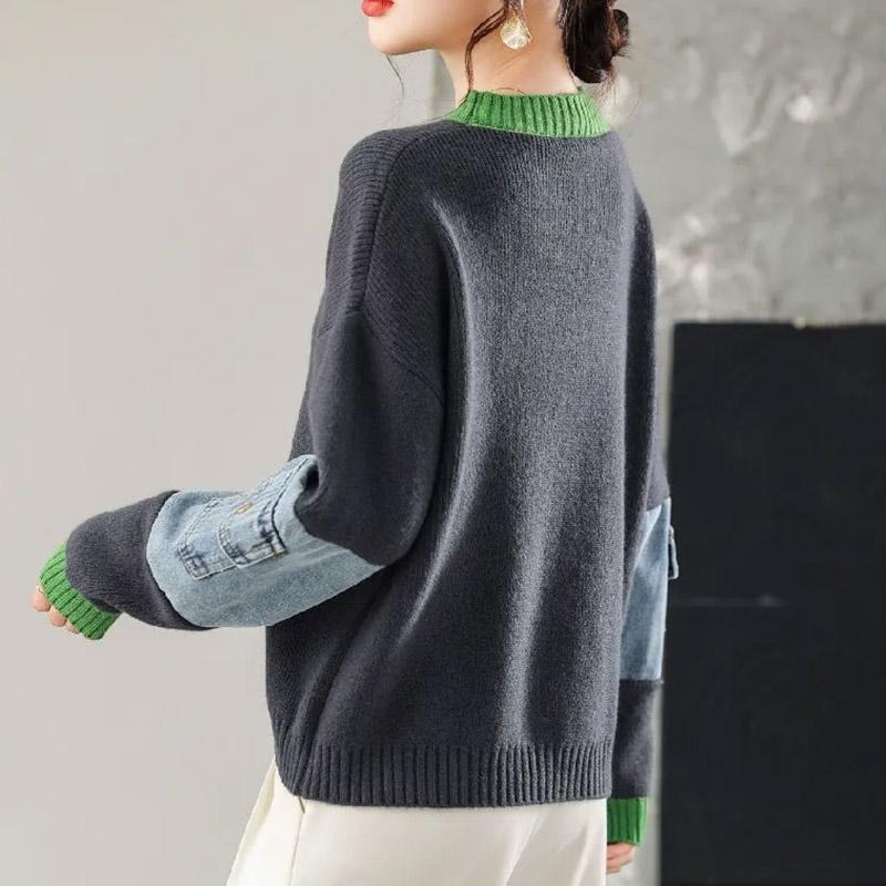 Sweater for Women Autumn Winter Thickened Pullover Warm Knitted Stretchy Long Sleeve Oversize Jumper Tops