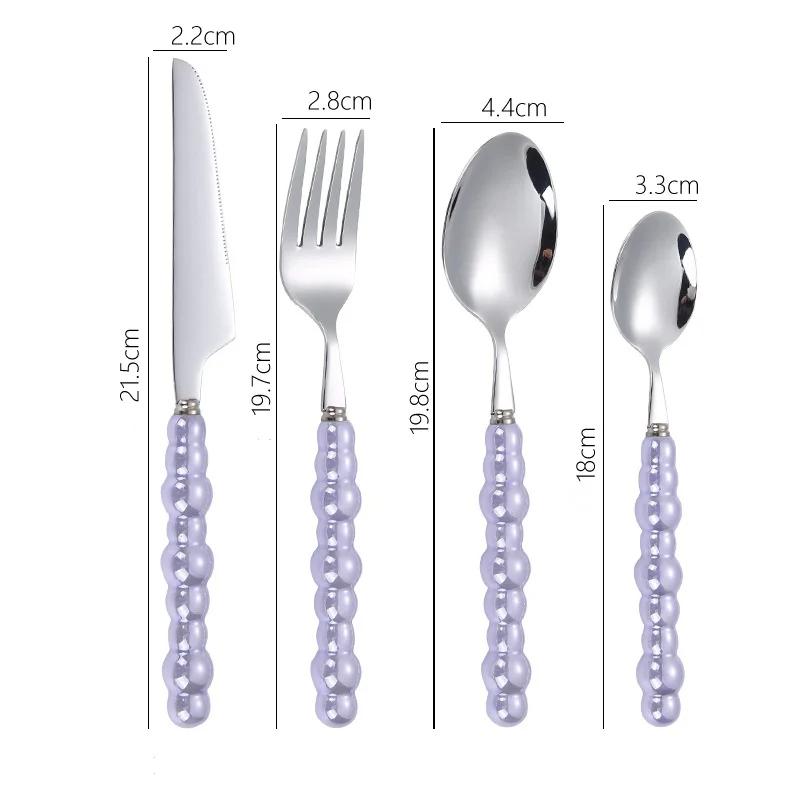 4Pcs Light Luxury Pearl Handle Cutlery Set Creativity Stainless Steel Knife Fork Spoon Western Steak Premium Tableware Gifts