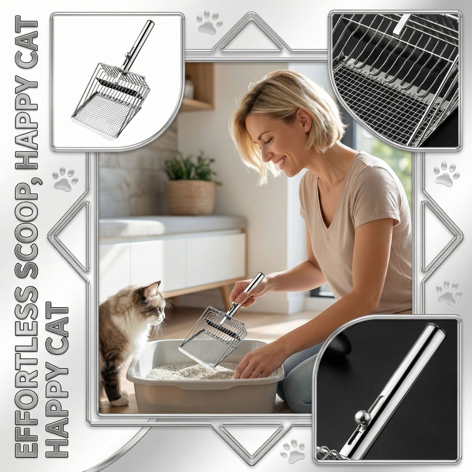 

Large Size Small Hole Cats Litter Sands Push And Pull Clean The Dog s Feces Metal Cats Litter Scoop One Size