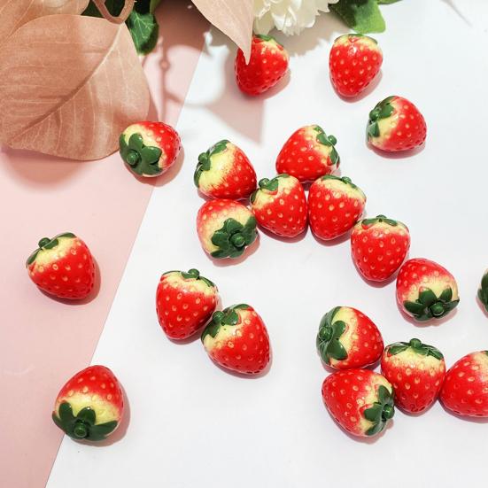 Artificial Mini Strawberry Resin Figurine Simulation Tiny Strawberry Statues Lifelike Faux Fruits Bulk for DIY Crafts Cake Topper Home Office Desktop