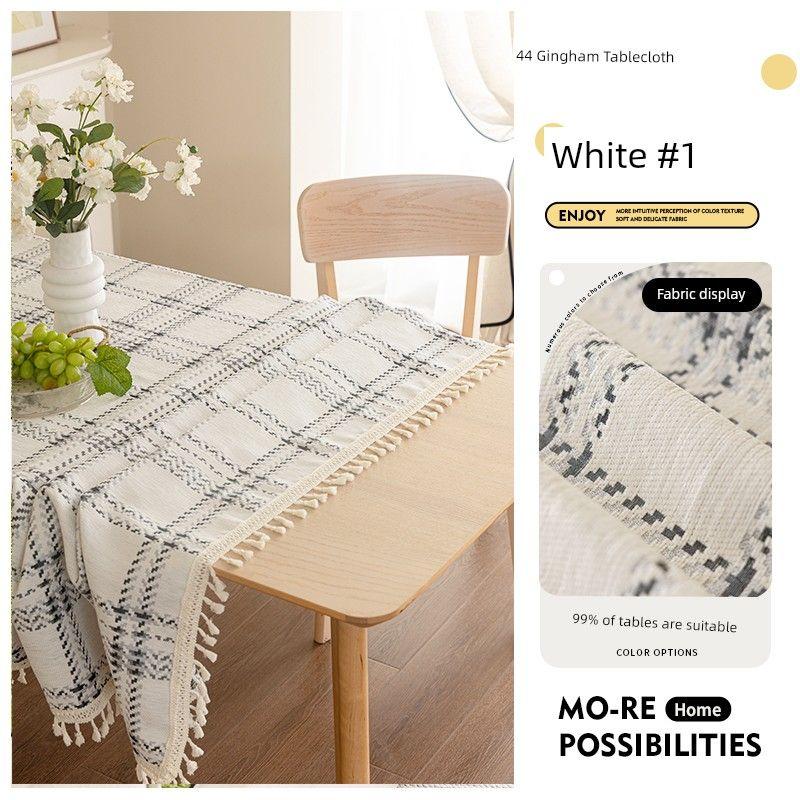 

Plaid Table Cloth 2025 New Arrival Accessible Luxury Classy Rectangular Fabric Waterproof Oil-Proof and Antifouling Protection Coffee Table Mats Gingham Tablecloth-White 60 * 60cm