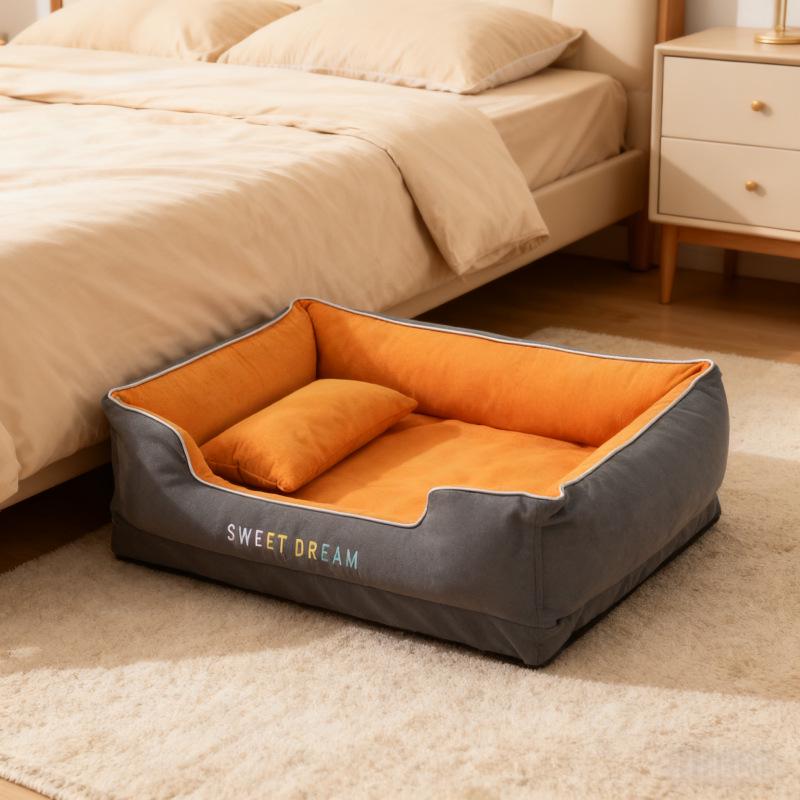 

All-Season Washable Pet Sofa for Medium & Small Dogs - Dog House Mat 58*42*22CM (for pets up to 10 kg) оранжевый/серый