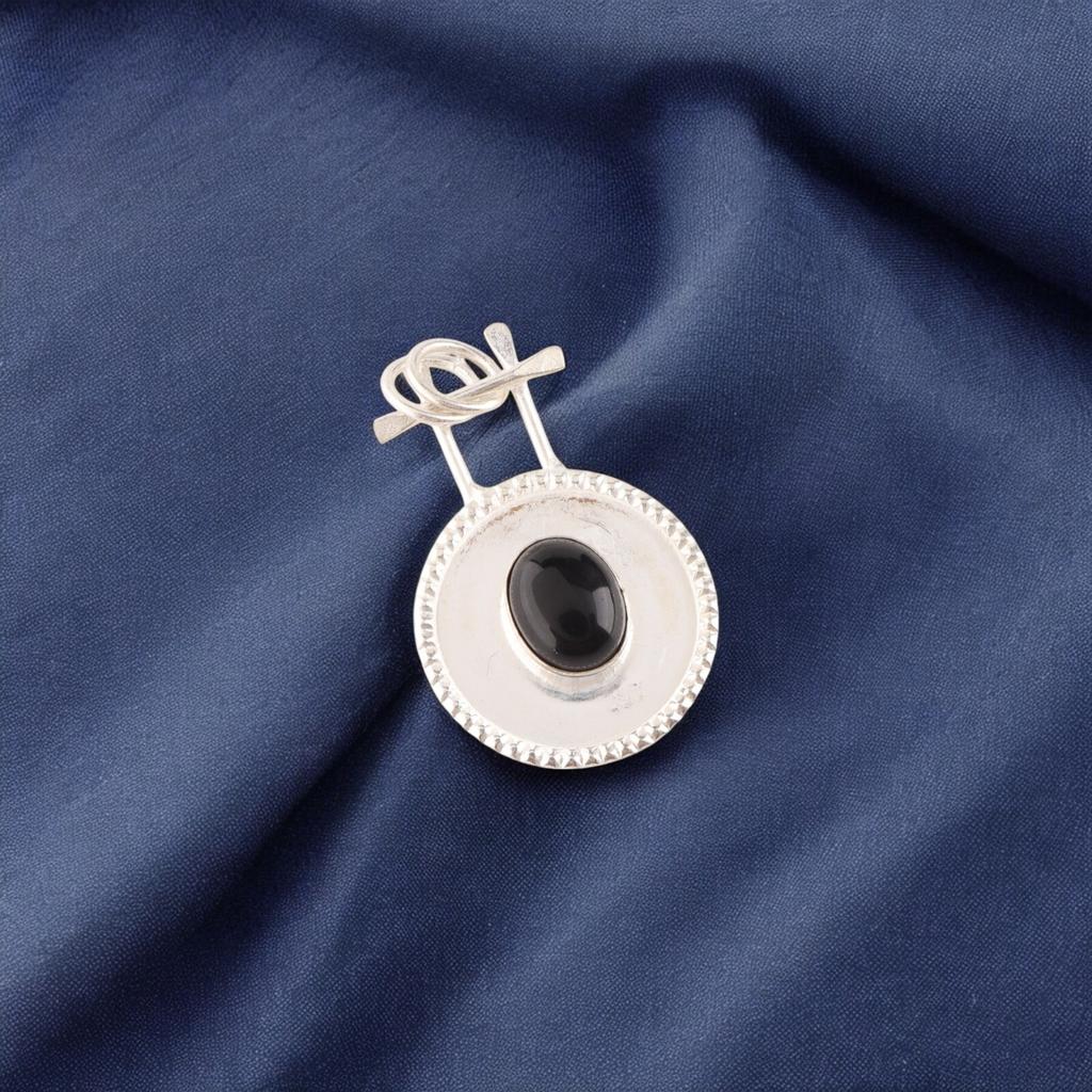 Rare Black Tourmaline Gemstone 925 Sterling Silver Jewelry Handmade Pendant 1.4" PP-57-30