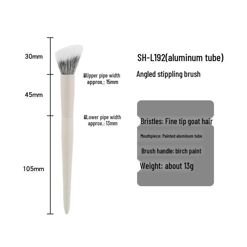 Cloud Porcelain Stippling Blush & Highlight Brush – Angled Round Head with Half-Fan Design