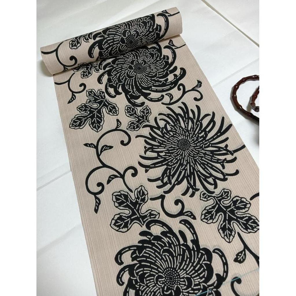 Used [Final Price][Brand New Unused] The Tale of Genji Yukata Fabric Roll, Off-white & Swallow Obi Clasp