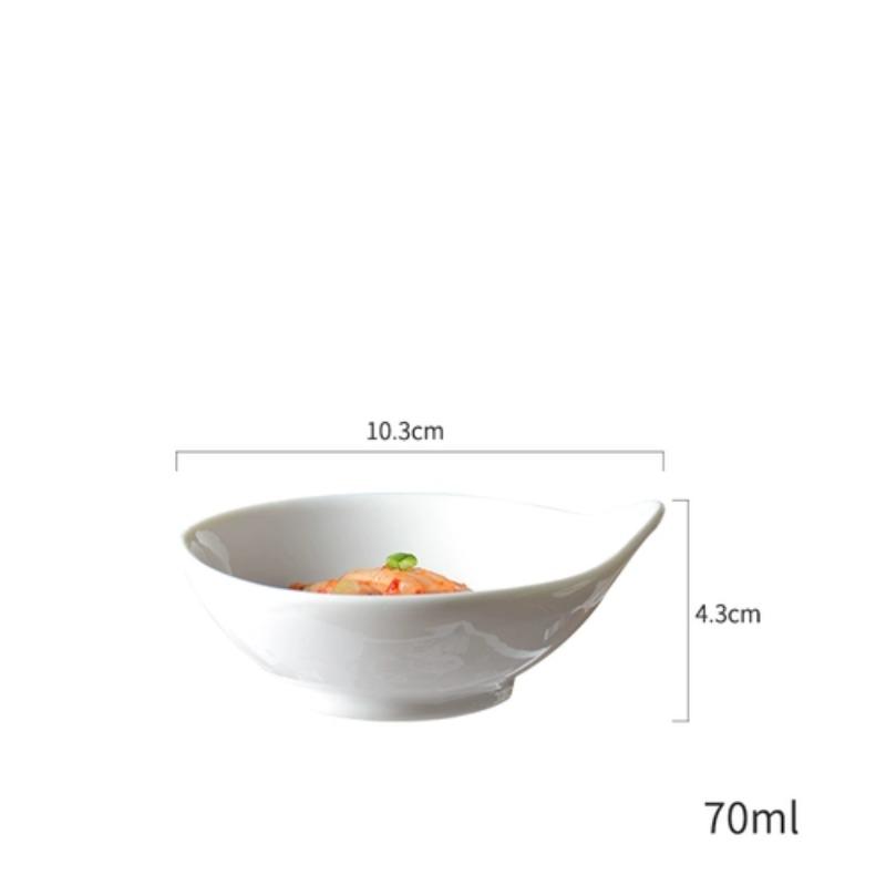 Pure White Ceramic Dish Hotel Snack Tableware Bowl Baking Bowl Dessert Bowl Caviar Dish Small Sauce Bowl Kitchen Tableware