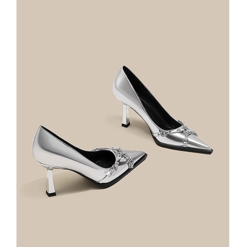 Damen Sommer Neu Klassisch Einfarbig Stiletto Bequeme Hohe Absätze Sexy Spitz Zehen Slip-on Büro Shopping Damen Sandalen