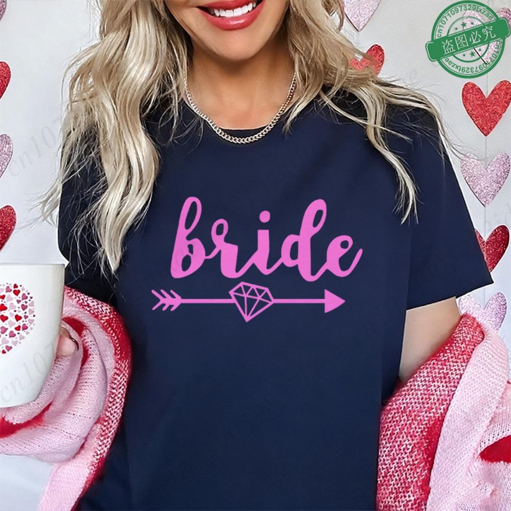 Bride Tribe Matching T-Shirts, Diamond Arrow Graphic Tees, Bachelorette Hen Party Casual Short Sleeve O Neck Tops for Bridesmaid