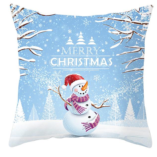 New Blue Snowflake Pillow Cover Winter Christmas Snowman Cushion Cover
