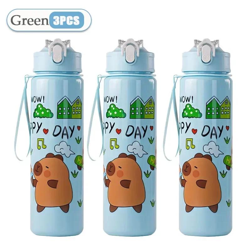 Capybara Straw Cup Kids Water Bottle Large Capacity Cute Capybara Cartoon Sippy Cup with Straw Portable for Children