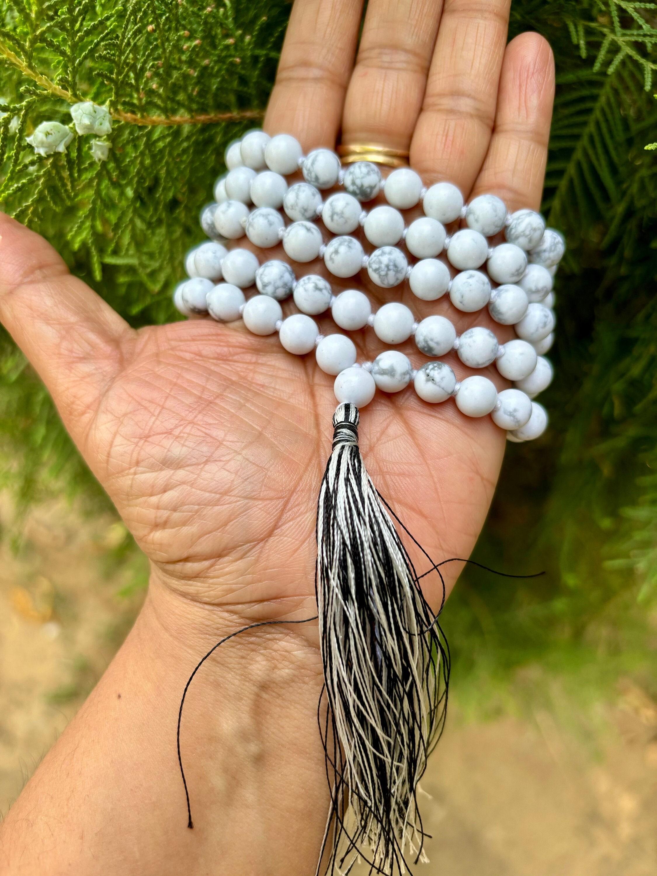 8 мм Круглые 108+1 Бусины Гуру Оригинальные БЕЛЫЙ HOWLITE Розарий, Джапа Мала, Ожерелье, Заряженные, Йога Молитва Исцеление Медитация, Бесплатная Доставка One Size