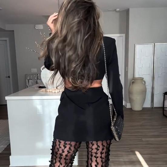 Chaqueta de traje de mujer con solapa y botones de manga larga con espalda expuesta