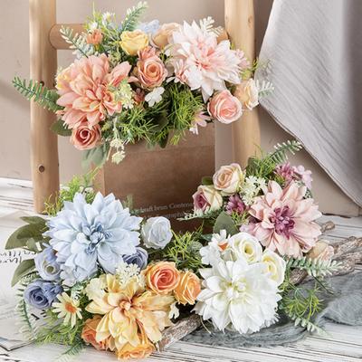 1 Ramo Flor Artificial Sin Riego Decorativo Portátil Hermoso Rama de Dalia de Seda Artificial Flor Artificial para Boda