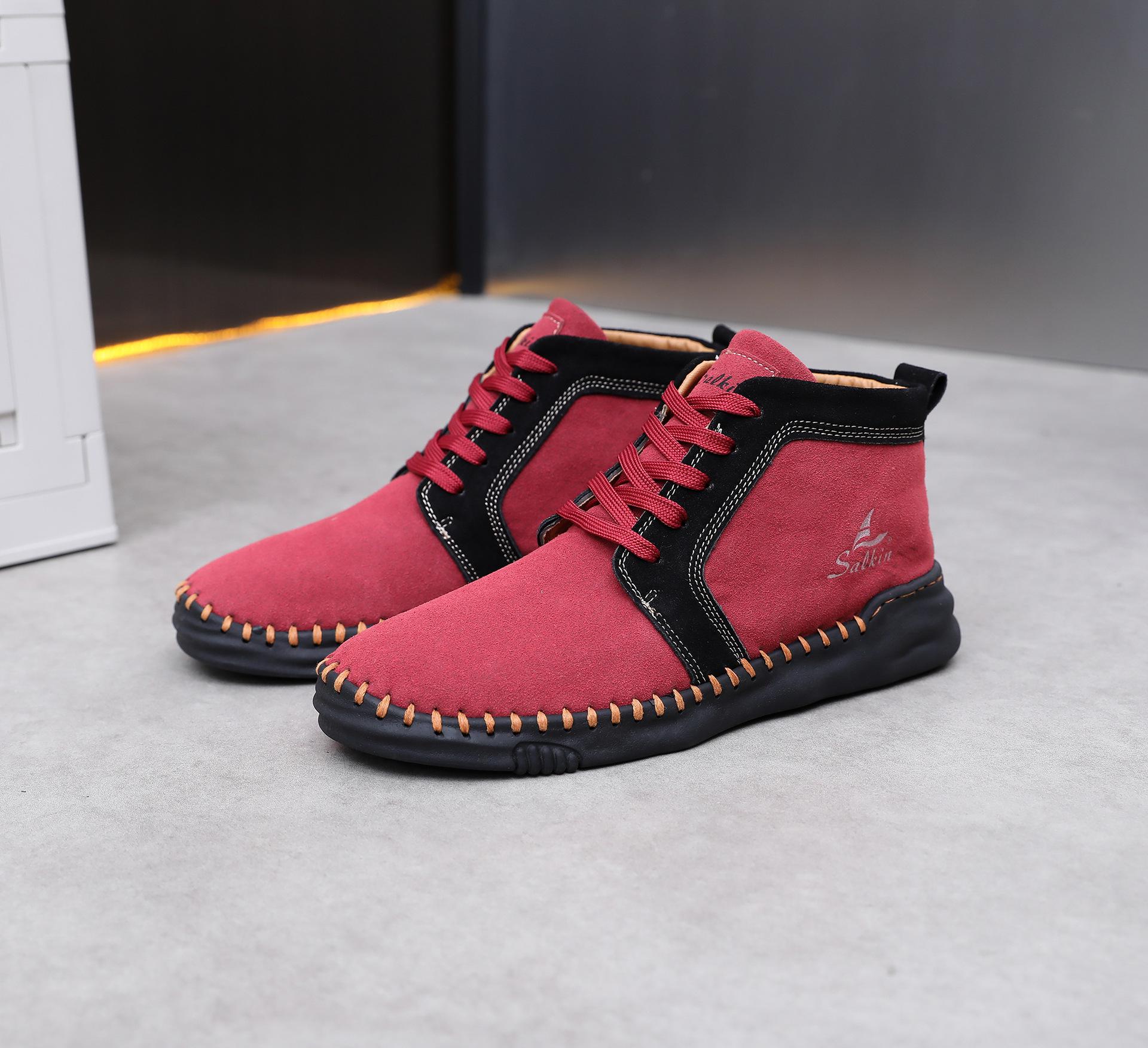 Men s Retro Frosted Leather Mid-Top Sneakers and Martin Boots 48
