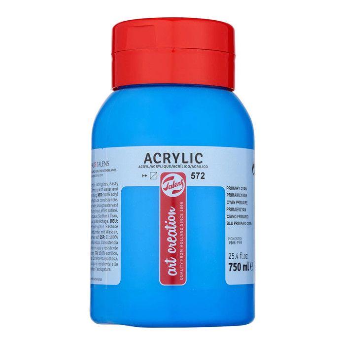 Acrylic Paint - Primary Cyan - 572 - 750 Ml Pot - Talens Art Creation