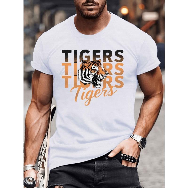 TIGERS Crinkle Plus Size Men s T-Shirt, PLUS SIZE 2XL белый