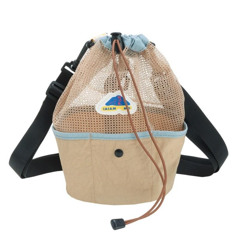 Stylish Breathable Nylon Mesh Unisex Kids Shoulder Bag With Geometric Pattern In Khaki