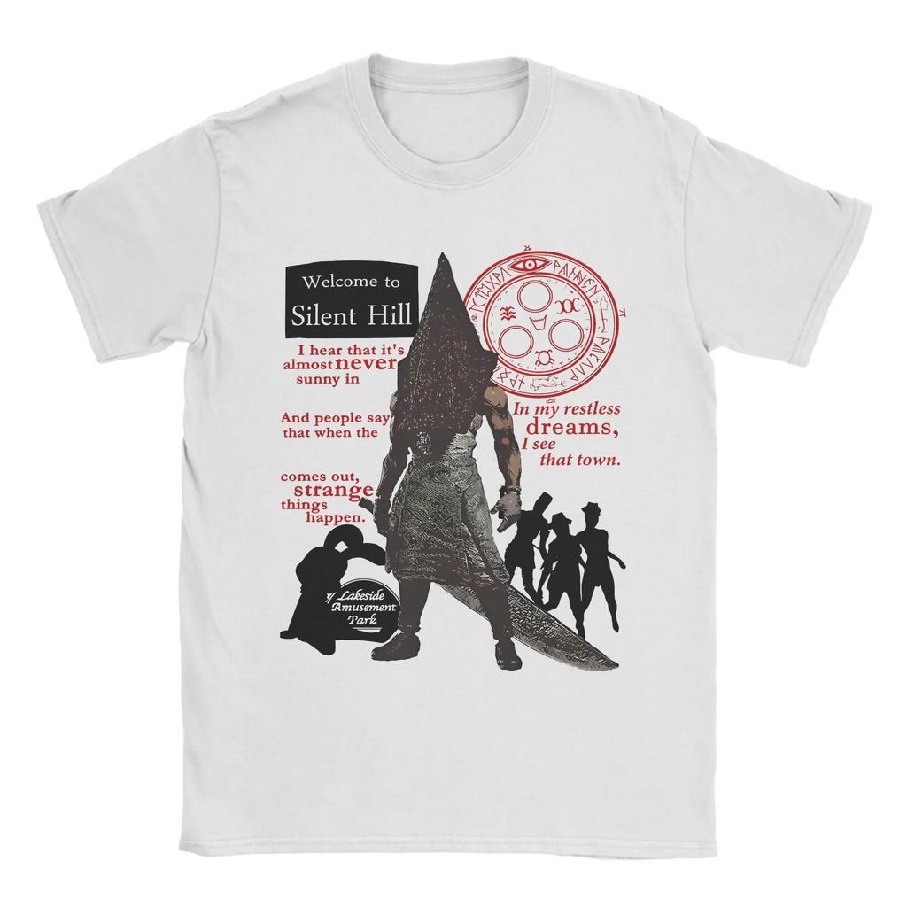 Silent Hill Horror Game Printed Pure Cotton Tshirt Trendy Retro Dark Thriller Style Personalized Wearing Pure Cotton Tee Unisex