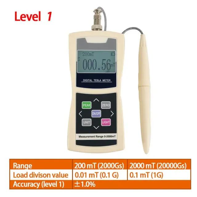 Digital Tesla Meter Gaussmeter 200mT/2000mT Standard Radial Hall Probe High Accuracy Sensitive Surface Magnetic Field Tester
