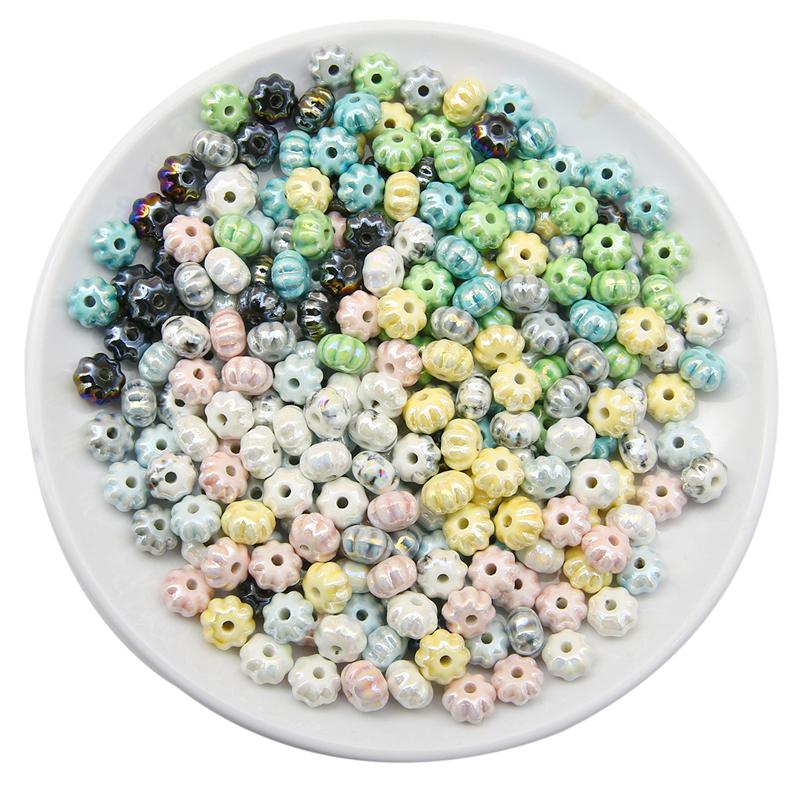 6 buc/pungă Mărgele de porțelan din ceramică lucrate manual în formă de dovleac Mărgele distanțiere libere pentru brățară colier Fabricare de bijuterii DIY