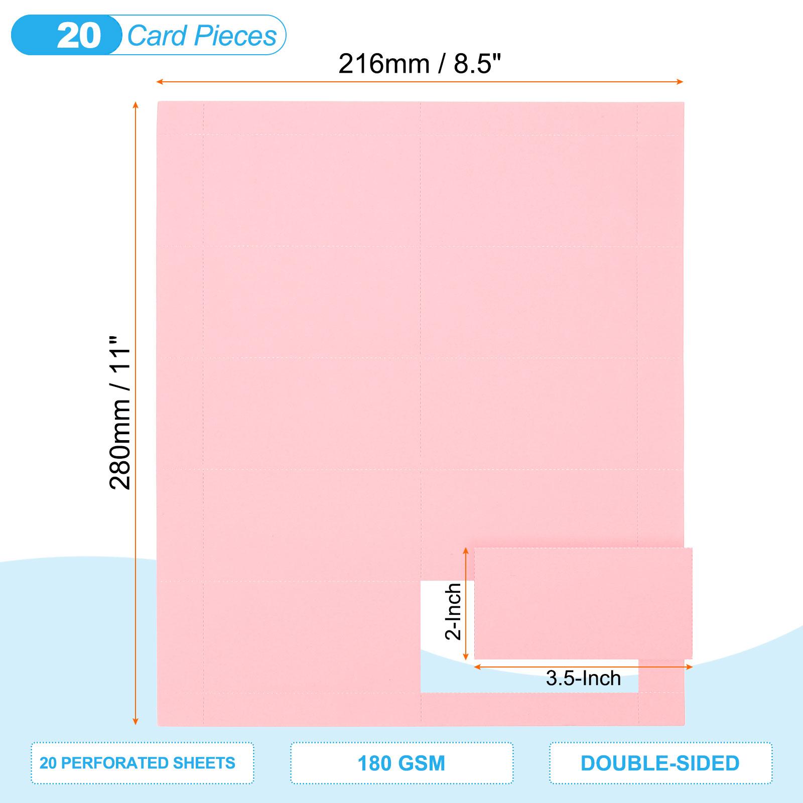 20/50Sheets 180 GSM Paper Pink Business Cards Printable Business Cards Perforated Card Stock Paper for Laser and Inkjet Printer