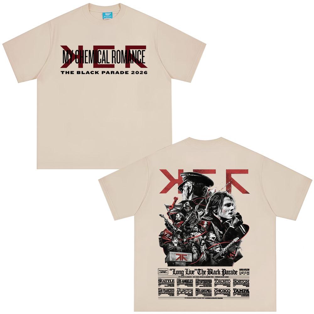 Rock Band My Chemical RoUnisexce Tshirt The Black Parade 2026 Tour Tshirts Unisexs Clothing Vintage Gothic Punk Oversized T Shirt