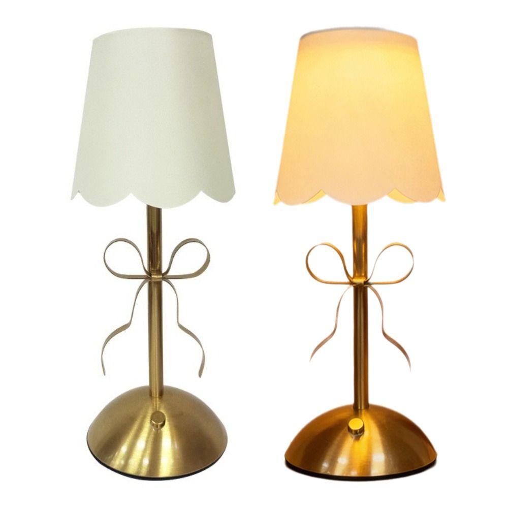 Dimmable LED Desk Lamp Rechargeable Decorative Bedside Light Bowknot Table Lamp  Bedroom Decoration
