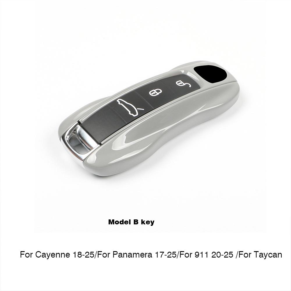 

For Porsche Panamera Cayenne Macan 718 971 Boxster 982 911 Taycan Original Car Paint And Same Color Matte Grey Key Case Shell