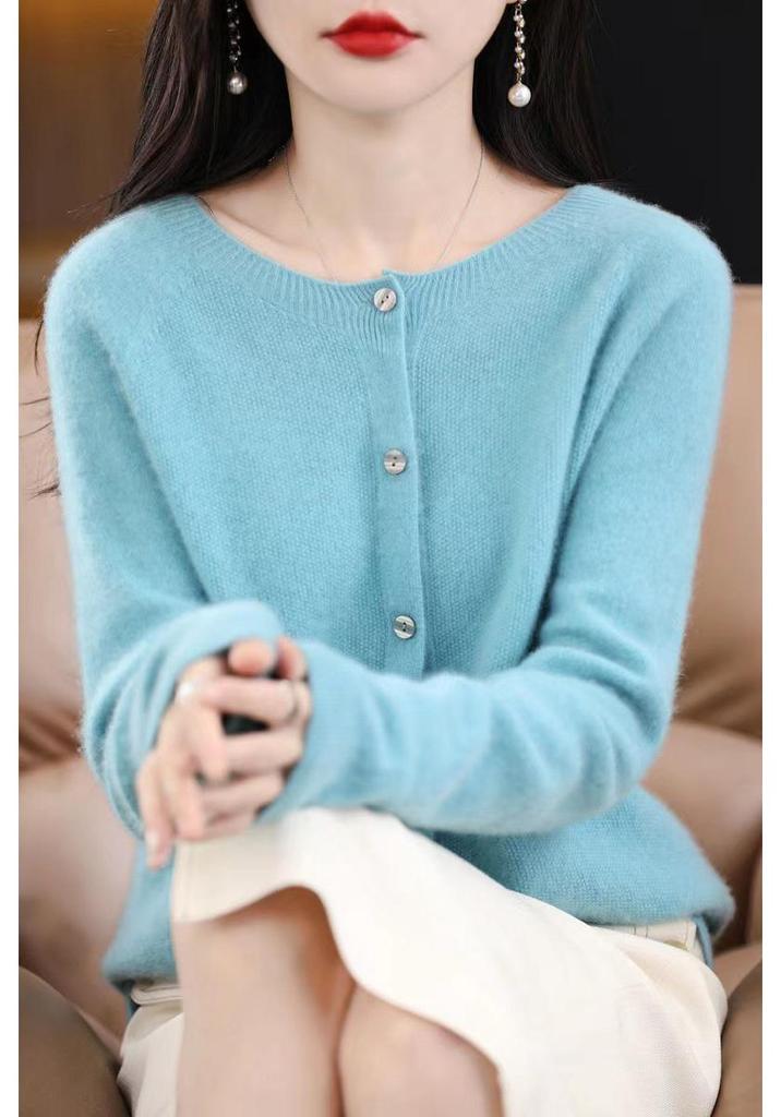 Women's Plus Size Wool Cashmere Cardigan - Cozy Autumn/Winter Knitwear Sweater