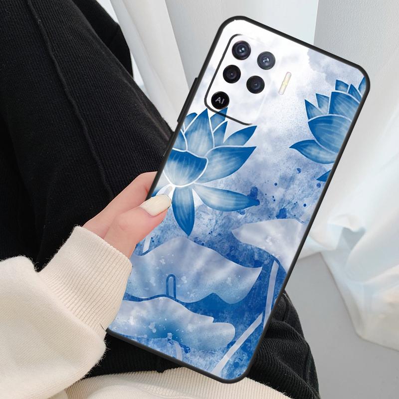 Lotus Flower Case For Oppo A18 A38 A58 A78 A98 A80 A60 A40 A96 A76 A16 A94 A74 A54 A15 A17 A57 A77 A5 Pro