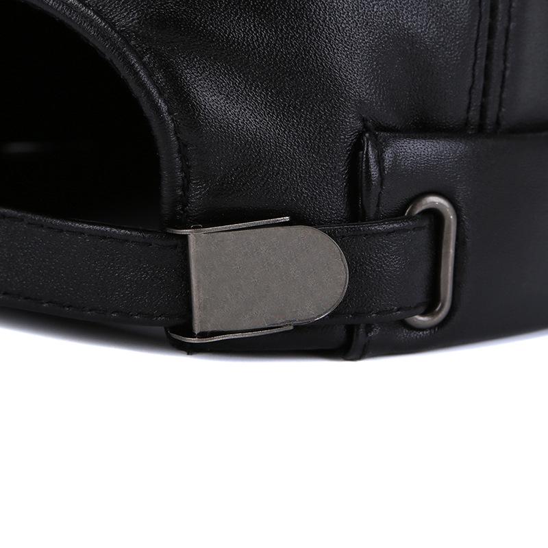 Regulowany Kapelusz ze Skóry Owczej Prawdziwej dla Osób w Średnim Wieku i Starszych - Ciepły Styl Pulowerowy Dziadka