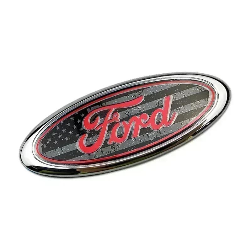 15x6CM Car Front Hood Trunk Badge Logo Sticker For Ford Logo Kuga Mustang Fiesta Transit Focus Escape Ranger Mondeo Car Styling