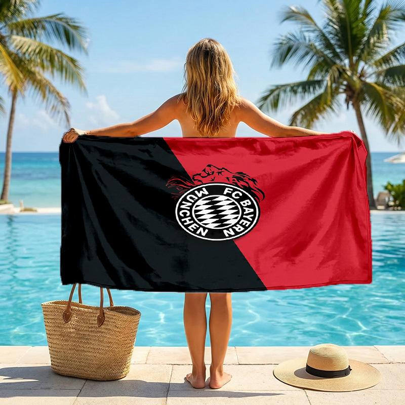 FC Bayern München Druck Schnelltrocknendes Strandtuch Mikrofaser Saugfähig Tragbares Reise-Badetuch