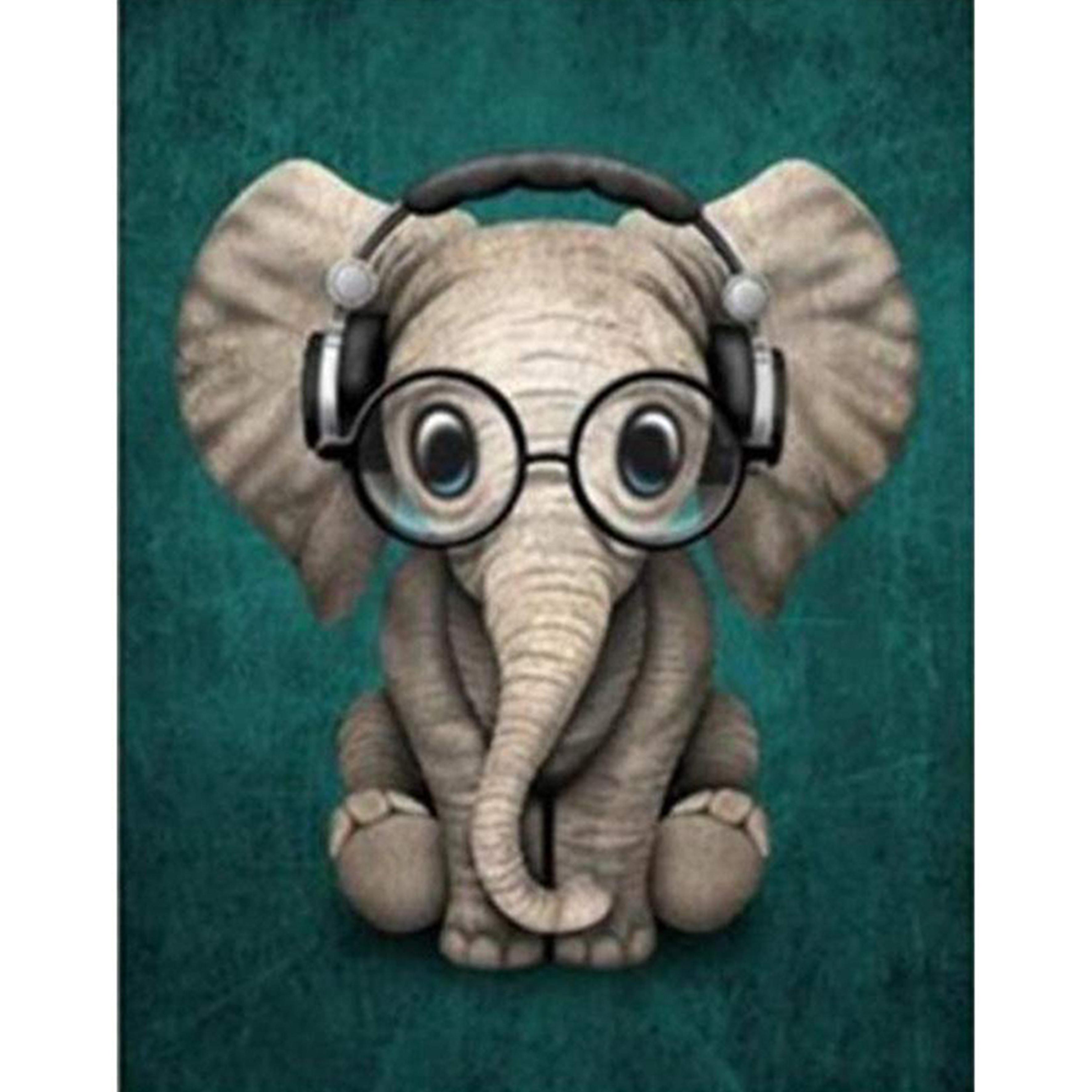 

Полный 5D Diy алмазная живопись Слон слушает музыку Алмазная вышивка полная вышивка крестиком домашний декор подарок ручной работы