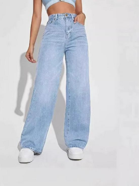 Retro gewaschene lockere gerade Jeans für Damen - Lässige, vielseitige lange Hosen