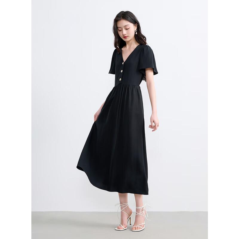 

SANCITY 2025 Summer Lyocell V-Neck A-Line Maxi Dress M 160/84A