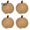 Crochet Pumpkin Cushion Handmade Coasters, Soft Polyester Coffee Mats, Decorative Fall Coasters Autumn Themed Farmhouse Dining Accessories for Kitchen