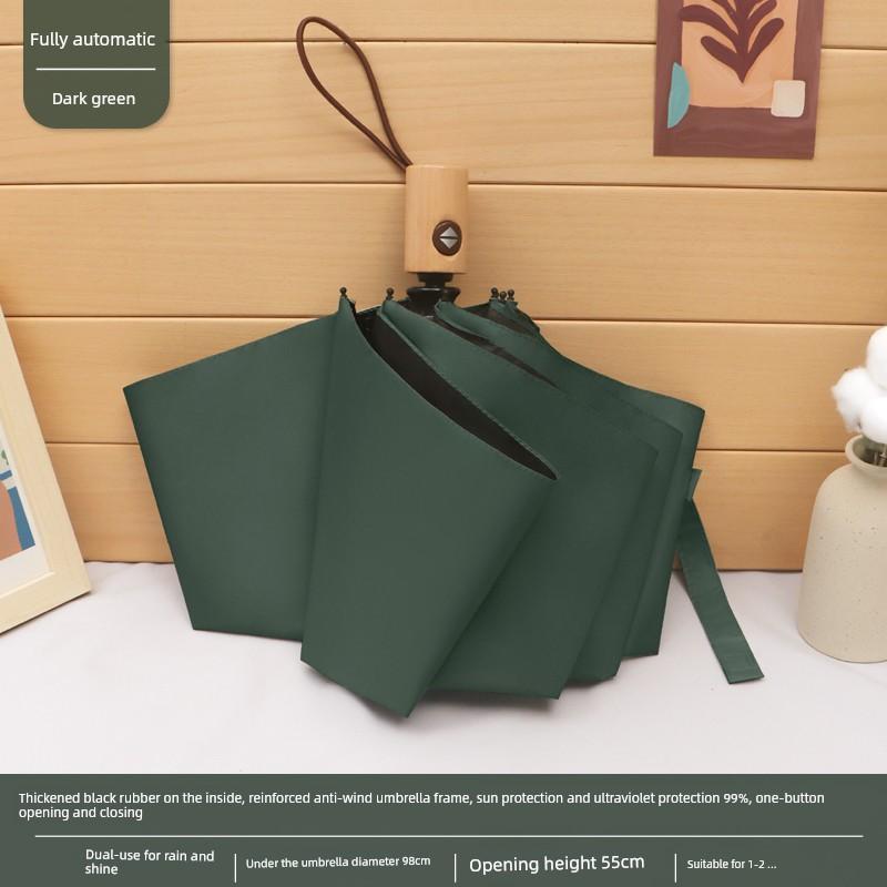 Sun Umbrella Female Foldable Rain Dual-Use Ins Wind Pure Color Minimalist Automatic Sun Protection UV Protection Sun Umbrella