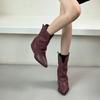 South Korea's new autumn and winter retro high heels French pointed short boots Western knight cowboy boots