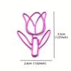24pcs Creative Colorful Mixed Tulip-Shaped Paper Clips, Office Sorting Clips, Metal Unusual Curved Pins - Student Supplies