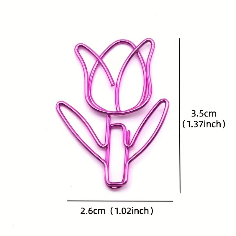 24pcs Creative Colorful Mixed Tulip-Shaped Paper Clips, Office Sorting Clips, Metal Unusual Curved Pins - Student Supplies