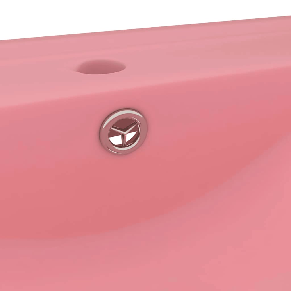 Luxury Wash Basin with Faucet Hole Matte Pink 60 X 46 Cm Ceramic