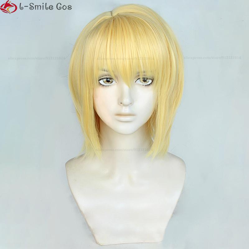 Anime Kurapikaa Kurtaa Cosplay Wig Short Golden And Earrings Rings Pops Heat Resistant Synthetic Hair Kurapikaa Wigs + Wig Cap
