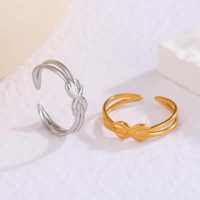 Bague Ouverte Géométrique en Acier Titane Écologique pour Femme - Ne se Décolore Pas, Accessoire de Mode Décontracté