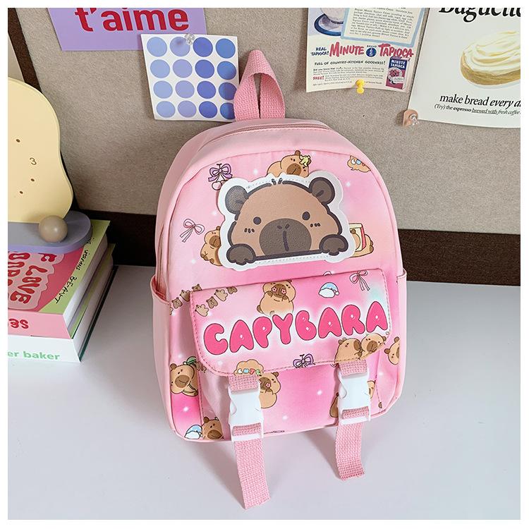 Mengqu Kapibara Boys And Girls Backpack Cute Printed Large Capacity Elementary School Bag Children'S Backpack