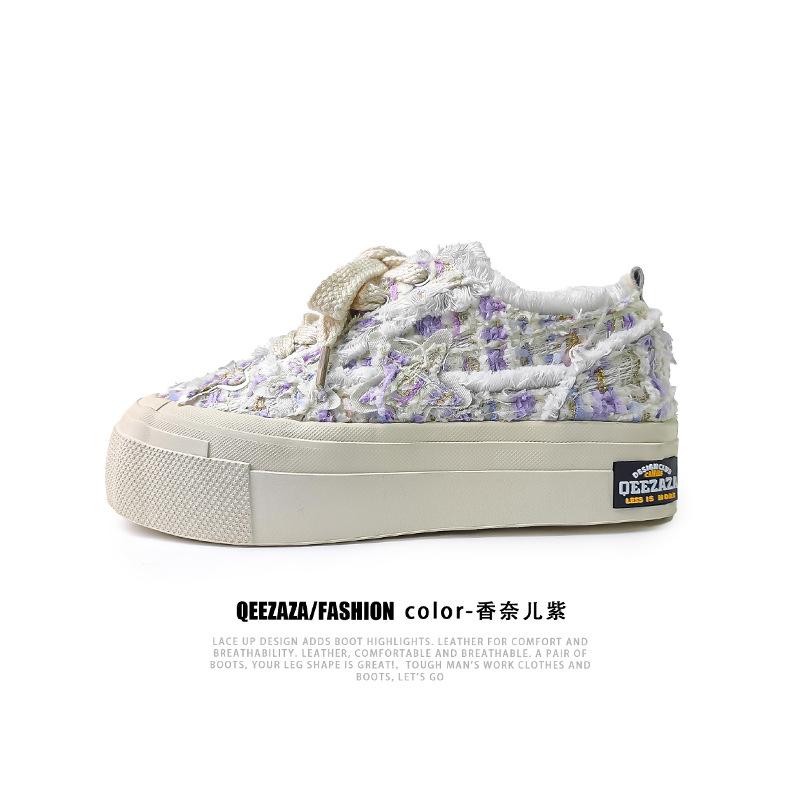 

6035 улыбающиеся мужские и женские туфли новая летняя обувь нищего на платформе холщовые туфли, увеличивающие рост звезды Female code-39