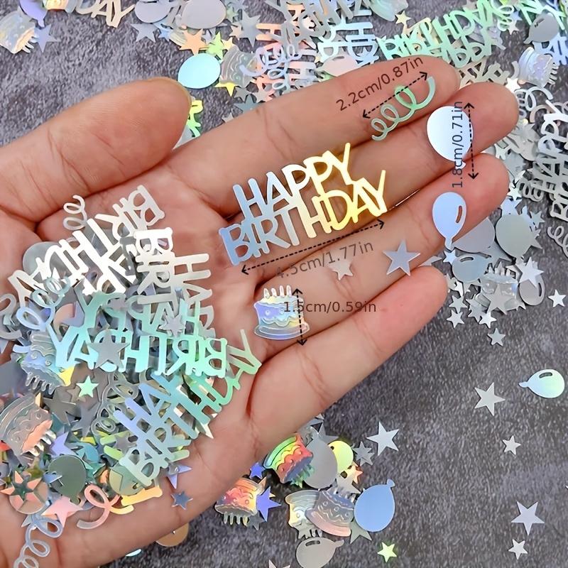 Birthday Party Decoration Rainbow Colored Happy Birthday Scraps Laser Streamers Confetti Circular Ball Cake Letter Shaped