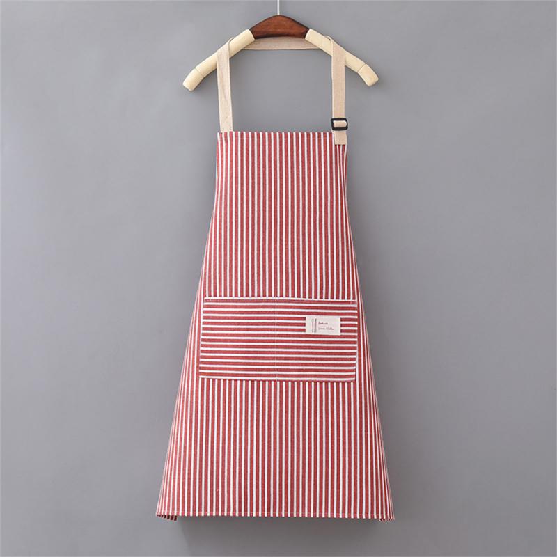 Kitchen Cooking Apron Cotton Linen Stripe Printed Anti-oil Sleeveless Aprons For Men Women Cooking Baking Waist Apron Household