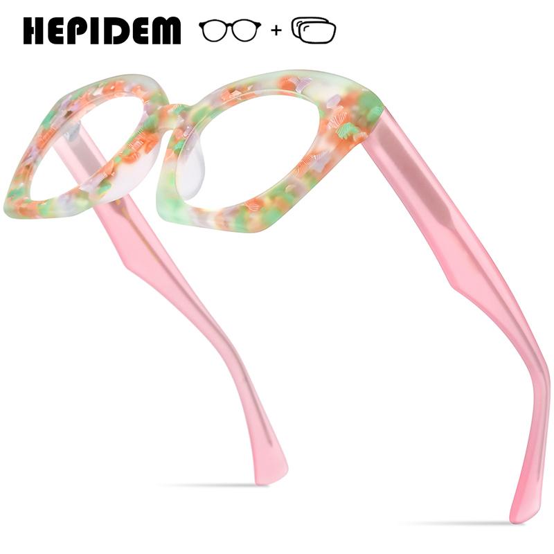 

HEPIDEM Прогрессивные очки по рецепту Фотохромные линзы для близорукости Очки Мужские Женские Ацетатные Оверсайз Очки Single Version&1.56&None