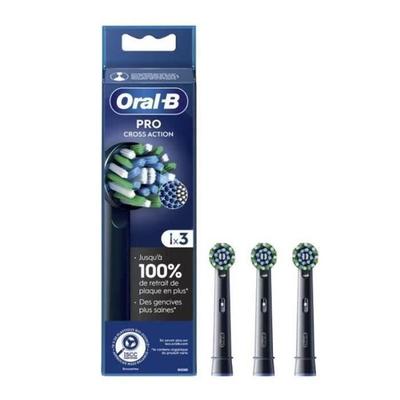 Pro Cross Action Black Toothbrush Heads - 3 Units